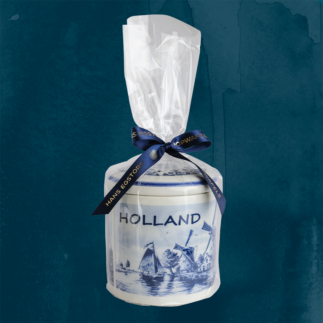 Original Stroopwafels 'Pottery Jar Delft Blue: Holland' - 1 pot with 10 pc