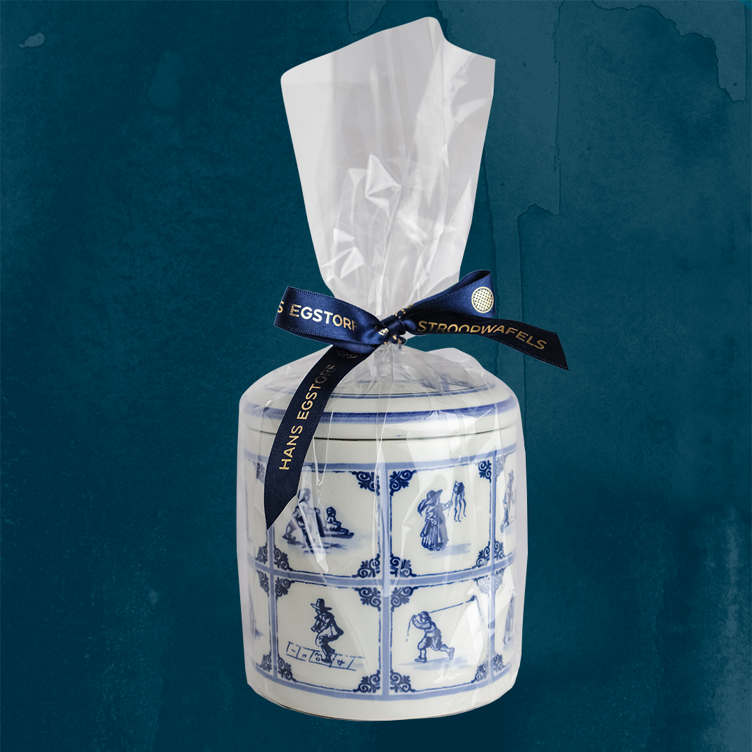 Original Stroopwafels 'Pottery Jar Delft Blue: Dutch Games' - 1 pot with 10 pc
