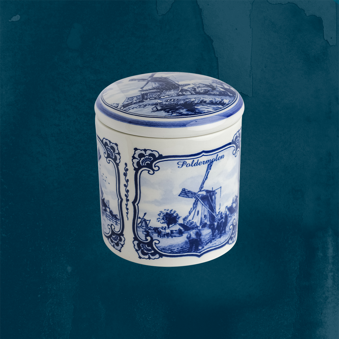 Original Stroopwafels 'Pottery Jar Delft Blue: Windmill' - 1 pot with 10 pc